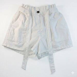 Gibson Latimer Paperbag Waist Vanilla Shorts LINED M Linen Cotton Blend Coastal